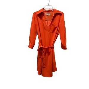 Trina Turk Orange Dress Collared Long Sleeve‎ Belted Mini Women's sz 6